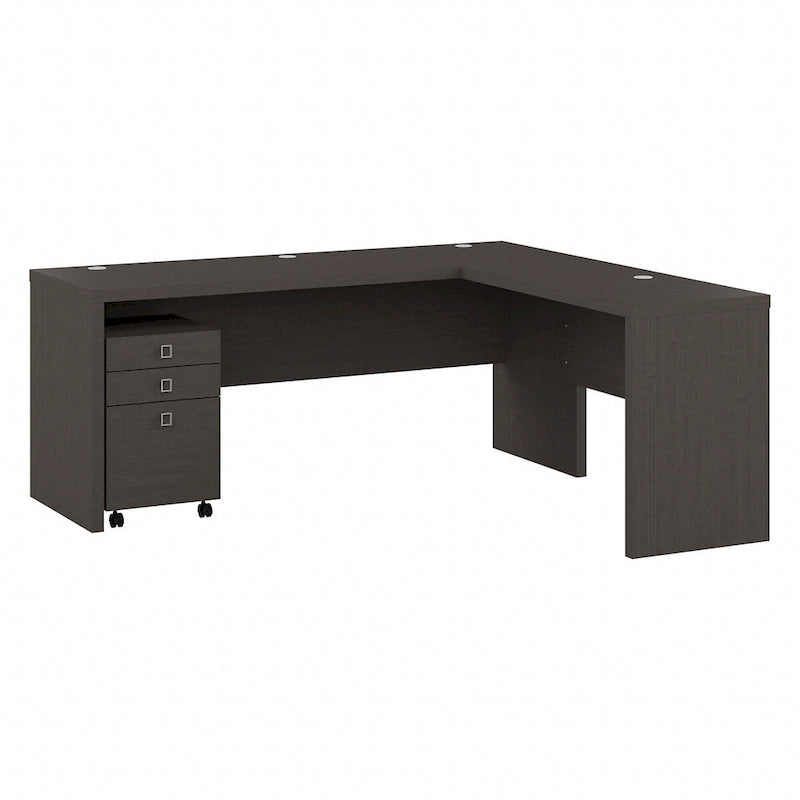 Bureau d'angle en L de 183 cm de large avec tiroirs, grand bureau d'angle pour bureau à domicile