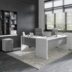 Bureau d'angle en L de 183 cm de large avec tiroirs, grand bureau d'angle pour bureau à domicile