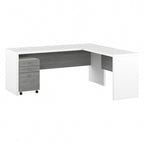 Bureau d'angle en L de 183 cm de large avec tiroirs, grand bureau d'angle pour bureau à domicile