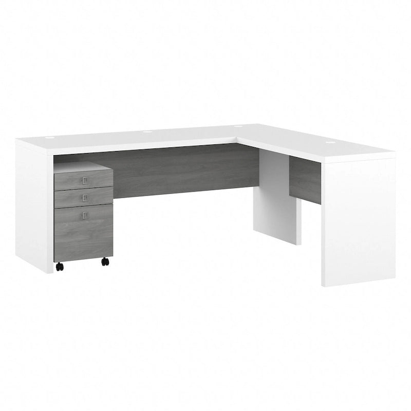 Bureau d'angle en L de 183 cm de large avec tiroirs, grand bureau d'angle pour bureau à domicile