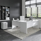 Bureau d'angle en L de 183 cm de large avec tiroirs, grand bureau d'angle pour bureau à domicile