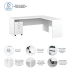 Bureau d'angle en L de 183 cm de large avec tiroirs, grand bureau d'angle pour bureau à domicile