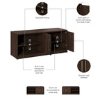 Meuble de rangement bas avec portes et étagères réglables, Idéal pour bureau ou salon moderne