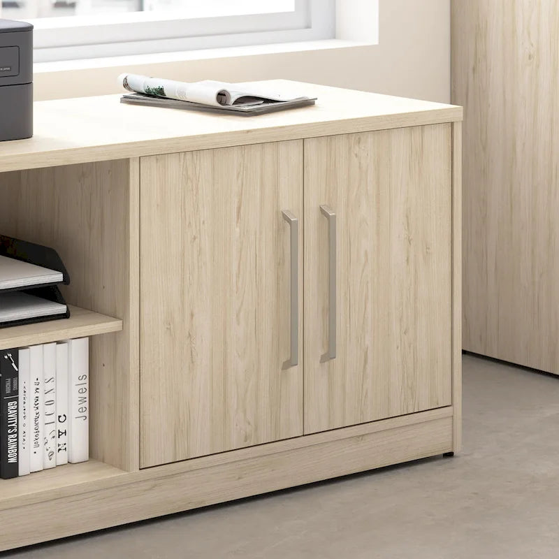 Meuble de rangement bas avec portes et étagères réglables, Idéal pour bureau ou salon moderne