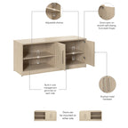 Meuble de rangement bas avec portes et étagères réglables, Idéal pour bureau ou salon moderne