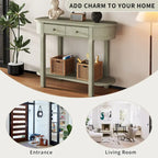 Console de style vintage avec 2 tiroirs de rangement, étagère inférieure ouverte et design incurvé pour entrée de maison et hôtel