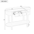 Console de style vintage avec 2 tiroirs de rangement, étagère inférieure ouverte et design incurvé pour entrée de maison et hôtel
