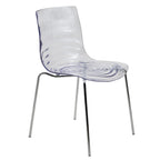 Chaise de salle à manger en acrylique avec pieds chromés, chaise d'appoint moderne motif ondulation d'eau