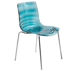 Chaise de salle à manger en acrylique avec pieds chromés, chaise d'appoint moderne motif ondulation d'eau