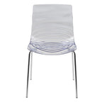 Chaise de salle à manger en acrylique avec pieds chromés, chaise d'appoint moderne motif ondulation d'eau