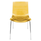 Chaise de salle à manger en acrylique avec pieds chromés, chaise d'appoint moderne motif ondulation d'eau