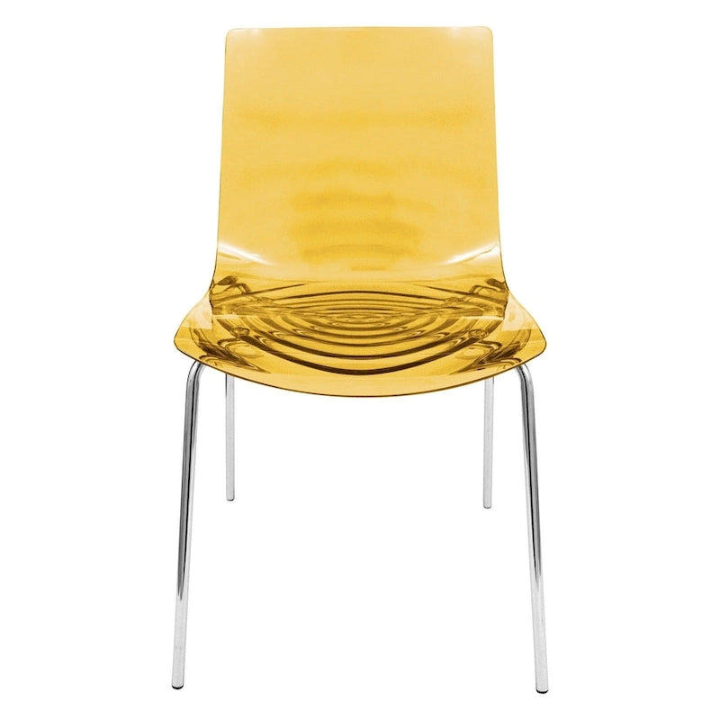 Chaise de salle à manger en acrylique avec pieds chromés, chaise d'appoint moderne motif ondulation d'eau