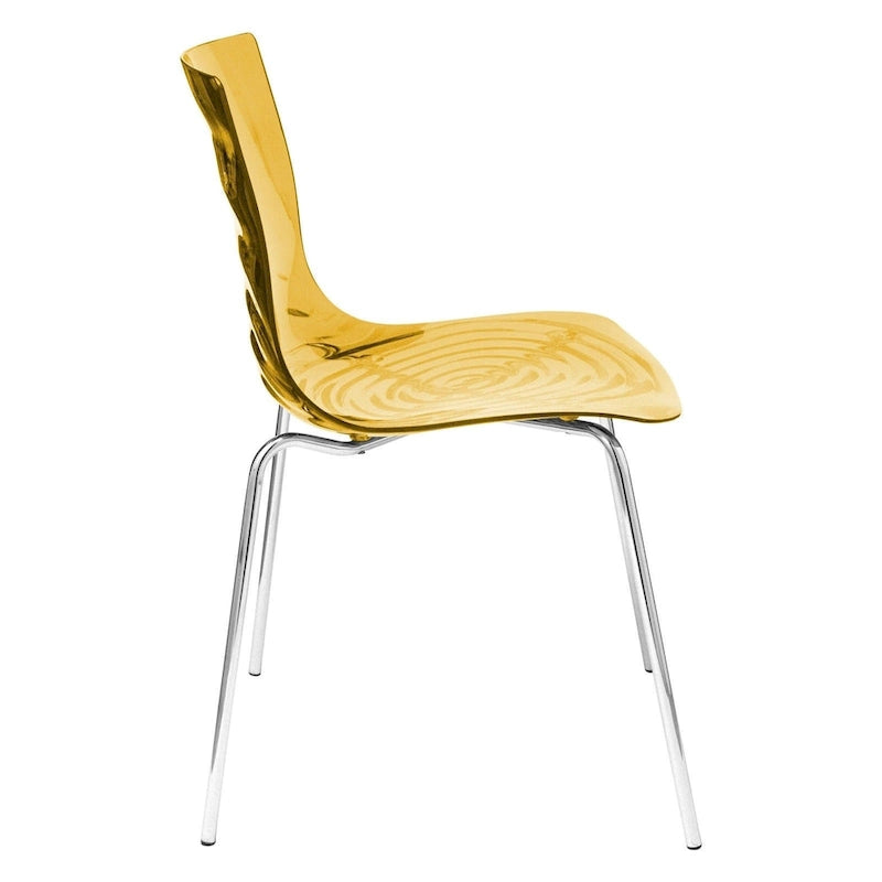 Chaise de salle à manger en acrylique avec pieds chromés, chaise d'appoint moderne motif ondulation d'eau