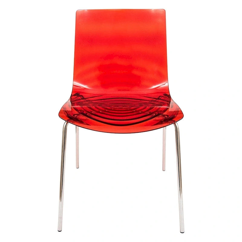 Chaise de salle à manger en acrylique avec pieds chromés, chaise d'appoint moderne motif ondulation d'eau
