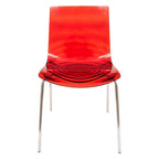Chaise de salle à manger en acrylique avec pieds chromés, chaise d'appoint moderne motif ondulation d'eau