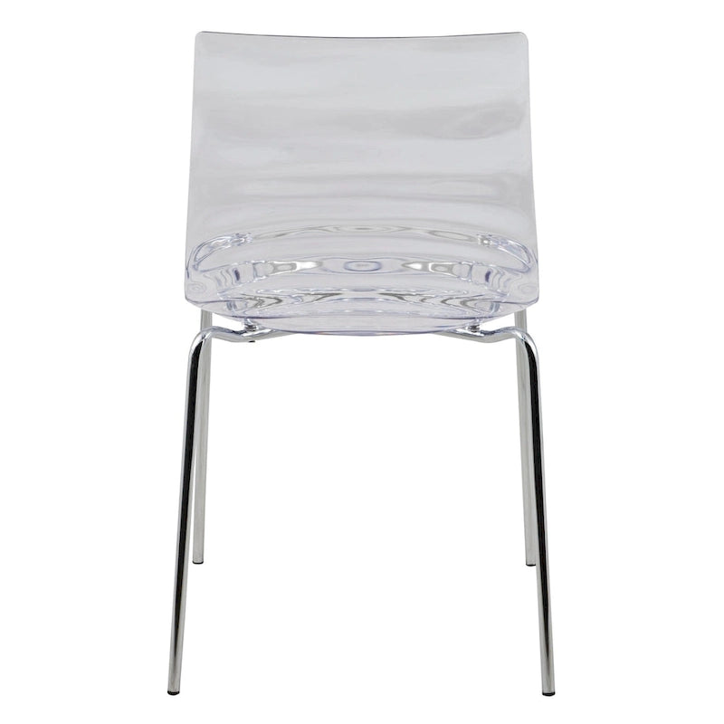 Chaise de salle à manger en acrylique avec pieds chromés, chaise d'appoint moderne motif ondulation d'eau