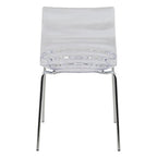 Chaise de salle à manger en acrylique avec pieds chromés, chaise d'appoint moderne motif ondulation d'eau