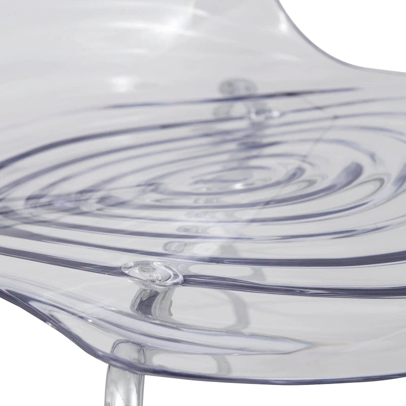 Chaise de salle à manger en acrylique avec pieds chromés, chaise d'appoint moderne motif ondulation d'eau
