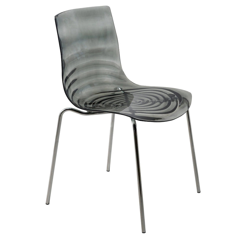 Chaise de salle à manger en acrylique avec pieds chromés, chaise d'appoint moderne motif ondulation d'eau