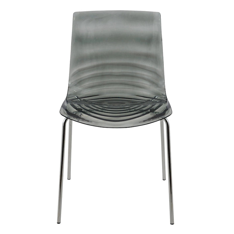 Chaise de salle à manger en acrylique avec pieds chromés, chaise d'appoint moderne motif ondulation d'eau