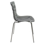 Chaise de salle à manger en acrylique avec pieds chromés, chaise d'appoint moderne motif ondulation d'eau