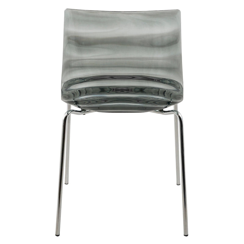Chaise de salle à manger en acrylique avec pieds chromés, chaise d'appoint moderne motif ondulation d'eau