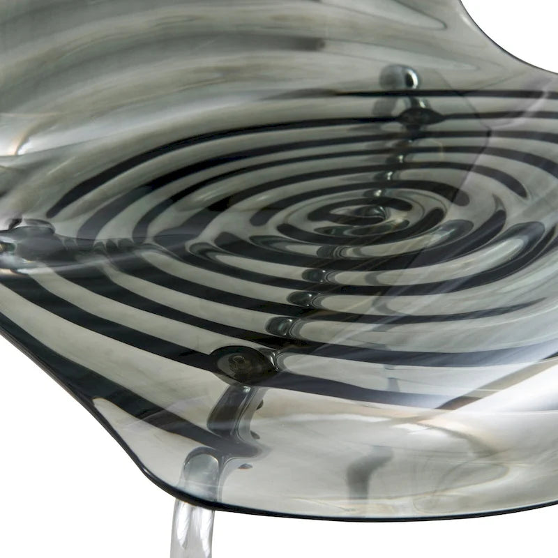 Chaise de salle à manger en acrylique avec pieds chromés, chaise d'appoint moderne motif ondulation d'eau