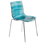 Chaise de salle à manger en acrylique avec pieds chromés, chaise d'appoint moderne motif ondulation d'eau
