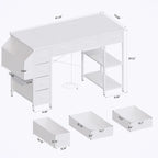 Bureau d'ordinateur moderne avec 7 tiroirs et station d'alimentation intégrée pour les jeux, les études ou l'aménagement d'un bureau à domicile.