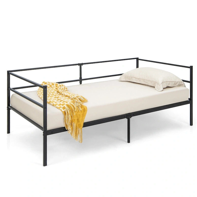 Cadre de lit de repos double en métal, canapé-lit plateforme à double usage pour salon