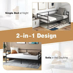 Cadre de lit de repos double en métal, canapé-lit plateforme à double usage pour salon