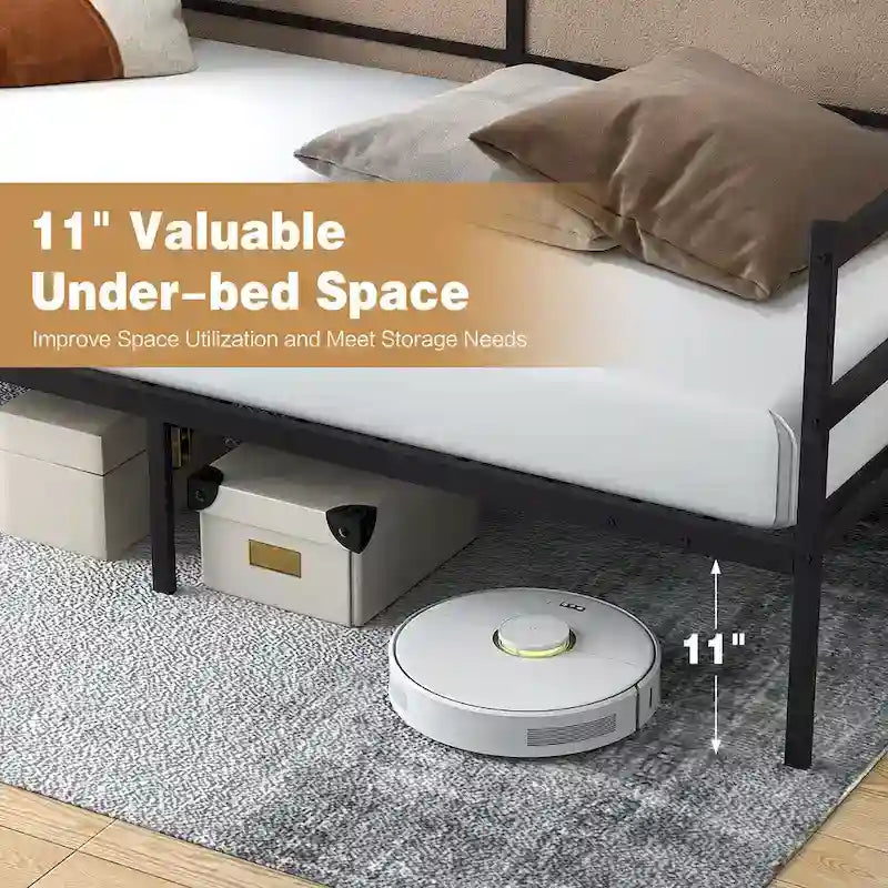 Cadre de lit de repos double en métal, canapé-lit plateforme à double usage pour salon