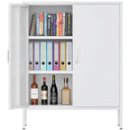 Casier de rangement métallique de 101,6 cm de haut, avec 2 portes, adapté aux maisons, bureaux et cafés.
