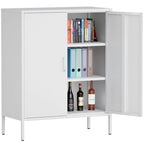Casier de rangement métallique de 101,6 cm de haut, avec 2 portes, adapté aux maisons, bureaux et cafés.