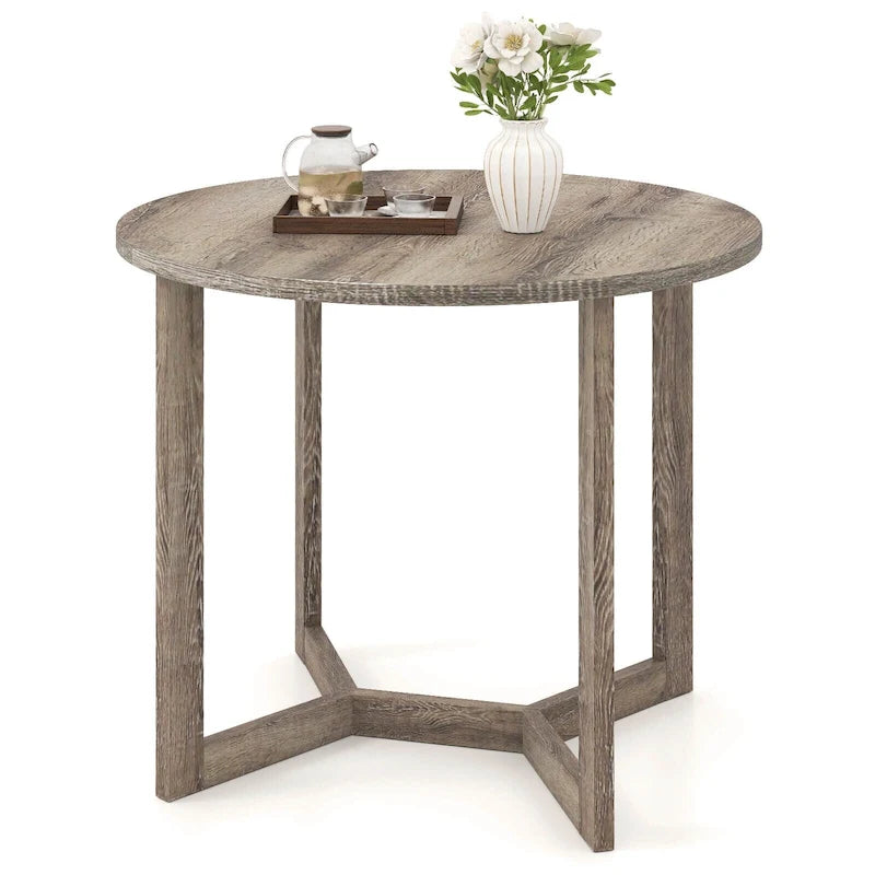 Table à manger ronde en bois de 36 po avec piètement en forme d'ailes, 2 à 4 places, taille compacte