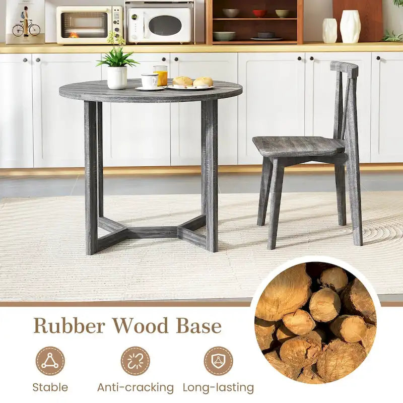 Table à manger ronde en bois de 36 po avec piètement en forme d'ailes, 2 à 4 places, taille compacte