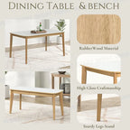Ensemble de salle à manger rectangulaire 6 pièces avec 4 chaises de salle à manger rembourrées et un banc - Ensemble de table de salle à manger moderne et décontracté pour la cuisine
