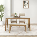 Ensemble de salle à manger rectangulaire 6 pièces avec 4 chaises de salle à manger rembourrées et un banc - Ensemble de table de salle à manger moderne et décontracté pour la cuisine