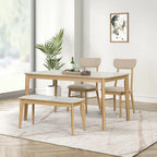 Ensemble de salle à manger rectangulaire 6 pièces avec 4 chaises de salle à manger rembourrées et un banc - Ensemble de table de salle à manger moderne et décontracté pour la cuisine