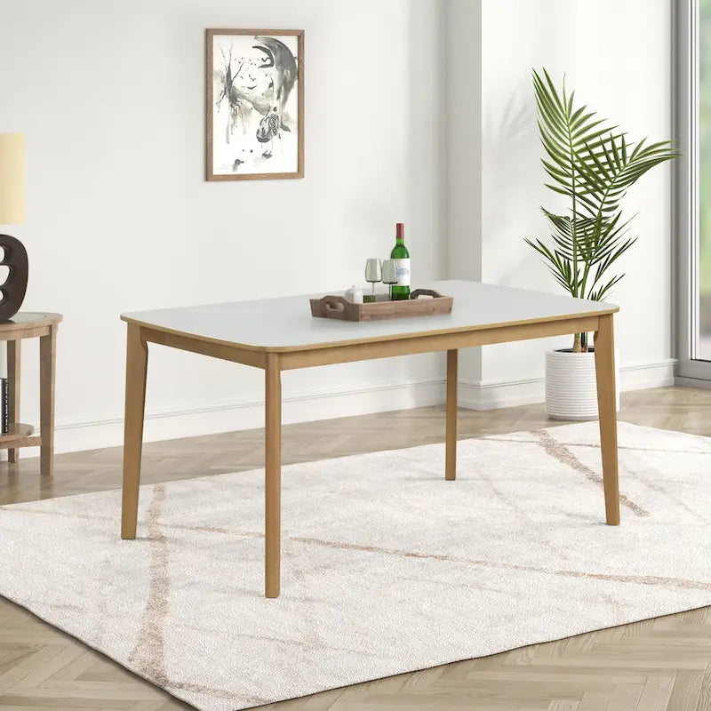 Ensemble de salle à manger rectangulaire 6 pièces avec 4 chaises de salle à manger rembourrées et un banc - Ensemble de table de salle à manger moderne et décontracté pour la cuisine