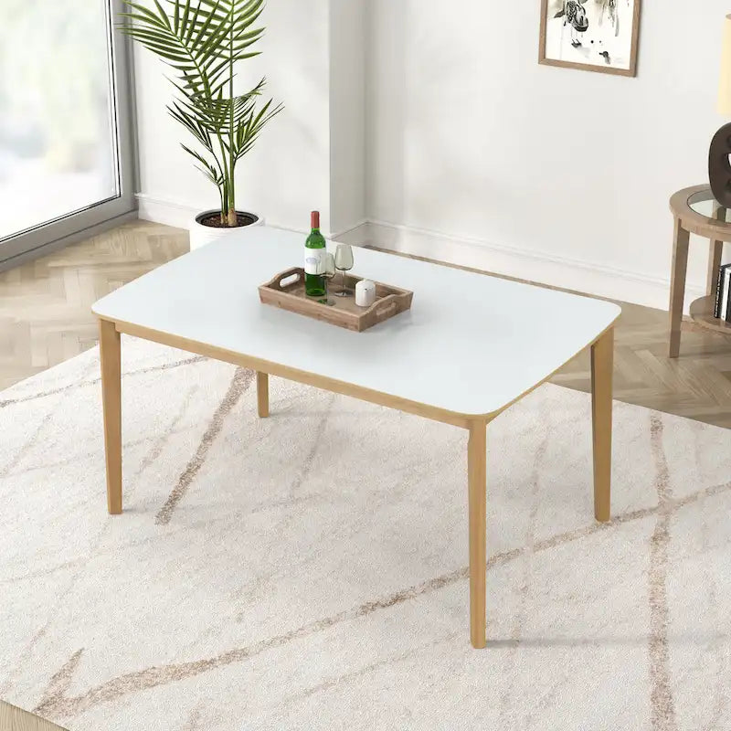 Ensemble de salle à manger rectangulaire 6 pièces avec 4 chaises de salle à manger rembourrées et un banc - Ensemble de table de salle à manger moderne et décontracté pour la cuisine