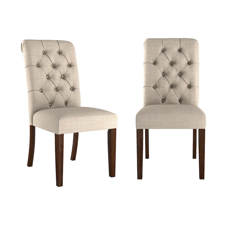 Lot de 2 chaises de salle à manger Parsons capitonnées à dossier roulé, style classique rembourré