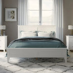 Lit plateforme complet en bois massif blanc moderne