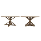 Table à manger ronde rustique en pin à piètement en X, style ferme