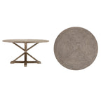 Table à manger ronde rustique en pin à piètement en X, style ferme