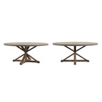 Table à manger ronde rustique en pin à piètement en X, style ferme