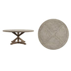 Table à manger ronde rustique en pin à piètement en X, style ferme