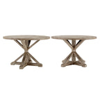 Table à manger ronde rustique en pin à piètement en X, style ferme