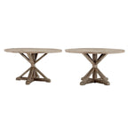 Table à manger ronde rustique en pin à piètement en X, style ferme