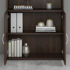 Bibliothèque haute à 5 étagères avec portes, meuble de rangement hybride ouvert et fermé pour bureau